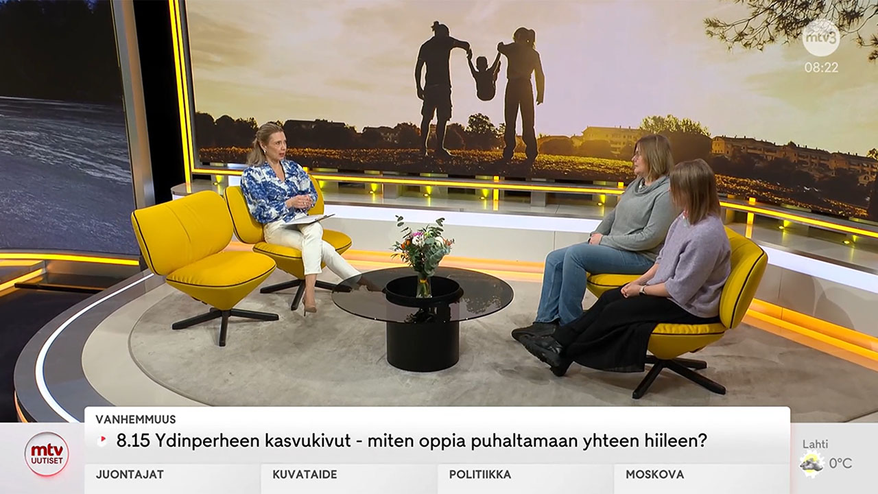 MLL:n asiantuntija Anna Weckström MTV:n uutislähetyksessä